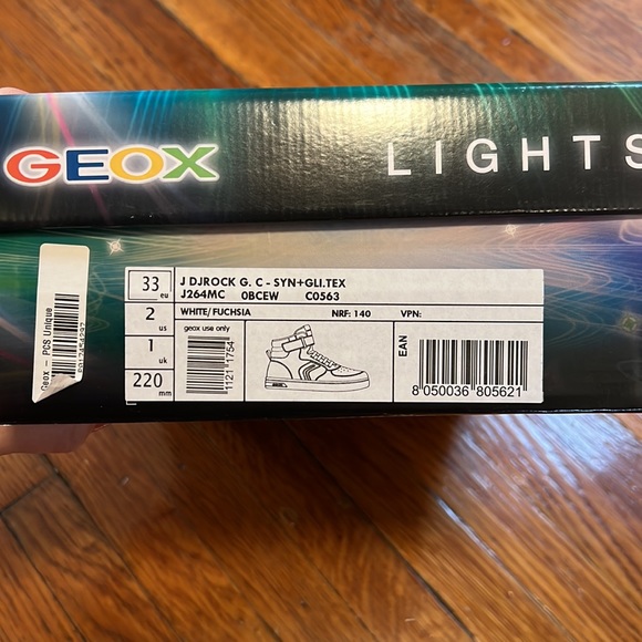 GEOX DjRock high top light up shoes girls size 2 - Picture 6 of 6